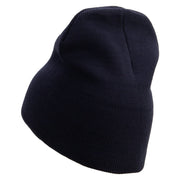 Licensed Made in USA Navy Veteran Flag Symbol Embroidered 8 Inch Solid Knit Short Beanie - Navy OSFM