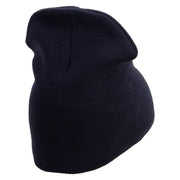 Licensed Made in USA Navy Veteran Flag Symbol Embroidered 8 Inch Solid Knit Short Beanie - Navy OSFM