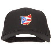 Ohio State Map Flag Embroidered Solid Cotton Pro Cap