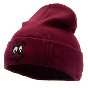 High Smile Eyes Embroidered 12 Inch Long Kintted Beanie