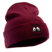 High Smile Eyes Embroidered 12 Inch Long Kintted Beanie