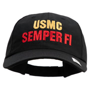 USMC Semper Fi Embroidered 6 Panel Unstructured Cotton Twill Cap Made in USA - Black OSFM