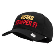 USMC Semper Fi Embroidered 6 Panel Unstructured Cotton Twill Cap Made in USA - Black OSFM