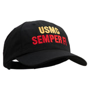 USMC Semper Fi Embroidered 6 Panel Unstructured Cotton Twill Cap Made in USA - Black OSFM