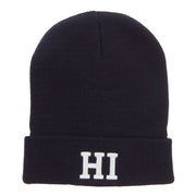 HI Hawaii State Embroidered Cuff Beanie