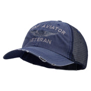 Licensed Army Aviator Veteran Embroidered Low Profile Special Cotton Mesh Cap - Navy OSFM