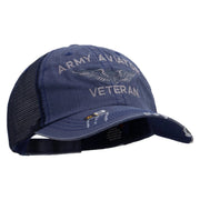 Licensed Army Aviator Veteran Embroidered Low Profile Special Cotton Mesh Cap - Navy OSFM
