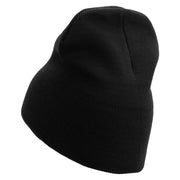 Licensed Made in USA Navy Veteran Flag Symbol Embroidered 8 Inch Solid Knit Short Beanie - Black OSFM