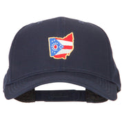 Ohio State Map Flag Embroidered Solid Cotton Pro Cap