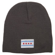 Chicago City Flag Embroidered 8 Inch Knitted Short Beanie