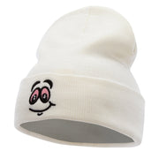 High Smile Eyes Embroidered 12 Inch Long Kintted Beanie