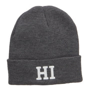 HI Hawaii State Embroidered Cuff Beanie