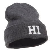 HI Hawaii State Embroidered Cuff Beanie