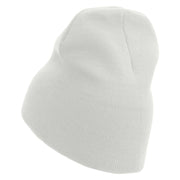 Licensed Made in USA Navy Veteran Flag Symbol Embroidered 8 Inch Solid Knit Short Beanie - White OSFM