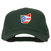 Ohio State Map Flag Embroidered Solid Cotton Pro Cap