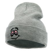 High Smile Eyes Embroidered 12 Inch Long Kintted Beanie