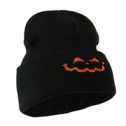 Halloween Jack o Lantern Face Embroidered Long Beanie