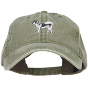 Husky Dog Embroidered Washed Cotton Twill Cap