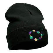 Mardi Gras Beads Embroidered Long Beanie