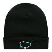 Mardi Gras Beads Embroidered Long Beanie