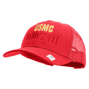 USMC Semper Fi Embroidered 6 Panel Structured Cotton Twill Mesh Cap Made in USA - Red OSFM