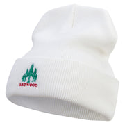 Redwood Forest Logo Embroidered 12 Inch Solid Long Beanie Made in USA - White OSFM