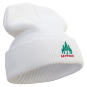 Redwood Forest Logo Embroidered 12 Inch Solid Long Beanie Made in USA - White OSFM