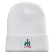 Redwood Forest Logo Embroidered 12 Inch Solid Long Beanie Made in USA - White OSFM