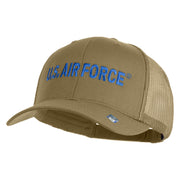 US Air Force Blue Letter Embroidered Solid Cotton Mesh Cap - Khaki OSFM