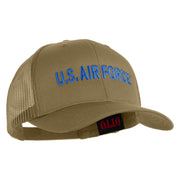 US Air Force Blue Letter Embroidered Solid Cotton Mesh Cap - Khaki OSFM