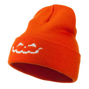 Halloween Jack o Lantern Face Embroidered Long Beanie