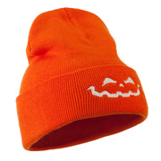 Halloween Jack o Lantern Face Embroidered Long Beanie