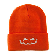 Halloween Jack o Lantern Face Embroidered Long Beanie