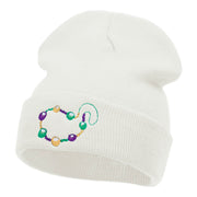 Mardi Gras Beads Embroidered Long Beanie