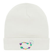 Mardi Gras Beads Embroidered Long Beanie