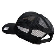 USMC Semper Fi Embroidered 6 Panel Structured Cotton Twill Mesh Cap Made in USA - Black OSFM