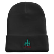 Redwood Forest Logo Embroidered 12 Inch Solid Long Beanie Made in USA - Black OSFM