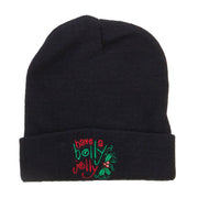 Have a Holly Jolly Embroidered Long Beanie