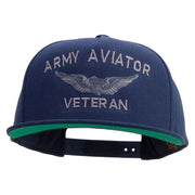 Licensed Army Aviator Veteran Embroidered 5 Panel Flat Bill Twill Snapback Solid Cap - Navy OSFM