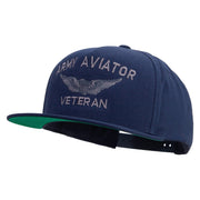 Licensed Army Aviator Veteran Embroidered 5 Panel Flat Bill Twill Snapback Solid Cap - Navy OSFM