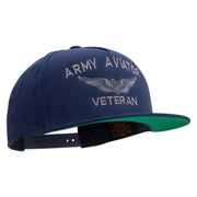 Licensed Army Aviator Veteran Embroidered 5 Panel Flat Bill Twill Snapback Solid Cap - Navy OSFM