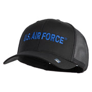 US Air Force Blue Letter Embroidered Solid Cotton Mesh Cap - Black OSFM