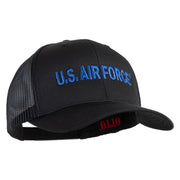US Air Force Blue Letter Embroidered Solid Cotton Mesh Cap - Black OSFM