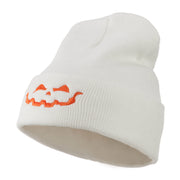 Halloween Jack o Lantern Face Embroidered Long Beanie