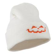 Halloween Jack o Lantern Face Embroidered Long Beanie