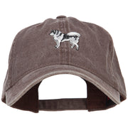 Husky Dog Embroidered Washed Cotton Twill Cap