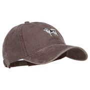 Husky Dog Embroidered Washed Cotton Twill Cap