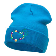 Mardi Gras Beads Embroidered Long Beanie