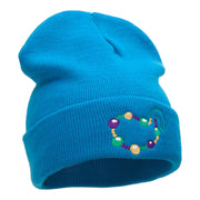 Mardi Gras Beads Embroidered Long Beanie