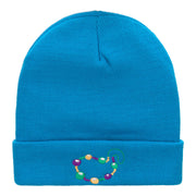 Mardi Gras Beads Embroidered Long Beanie